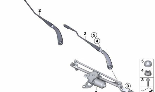 Komplettes System der Windschutzscheibe OEM 61617239527 für BMW F20, F20N, F21, F21N, F22, F22N, F23, F23N, F87, F87N. Originaler BMW -Ersatz. Ideal, wenn der Scheibenwischer nicht funktioniert.