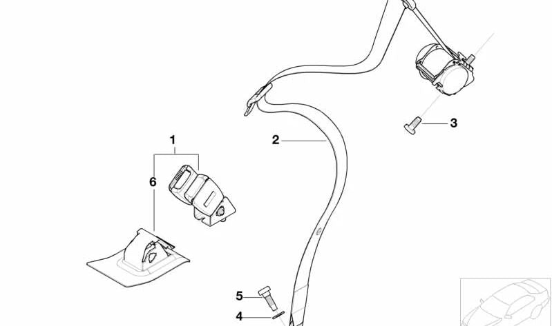 Cinturón de seguridad trasero central OEM 72112752698 para MINI R50, R53, R56, Clubman R55, Cabrio R52, R57... y más. Original MINI.