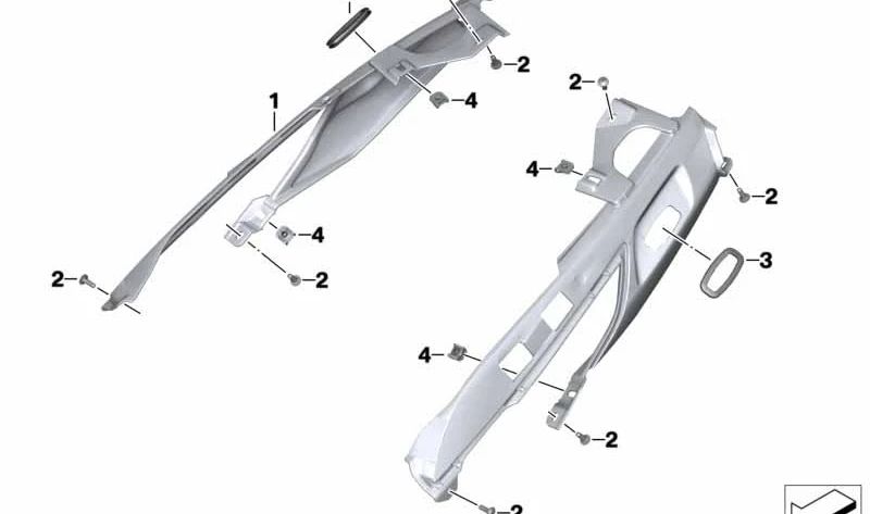 Paramento trasero izquierdo OEM 46638537987 para motos BMW K 1600 GT, K 1600 GTL. Original BMW Motorrad.