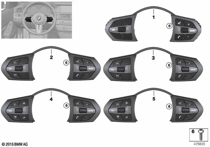 M-Sport Multifunction Steering Wheel Switch for BMW F20, F21, F52, F22, F23, F45, F46, F30, F31, F34, F35, F32, F33, F36, F48, F49, F39 (OEM 61317849408). Original BMW.