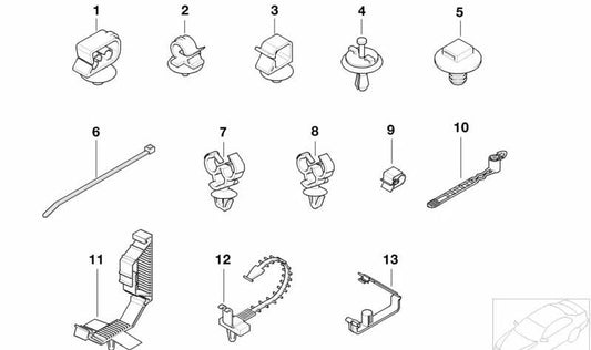 Soporte para sujeción de cables OEM 61138364414 para BMW E38, E53 y E52. Pieza original BMW. Ideal para fijar cables de forma segura en el vehículo.
