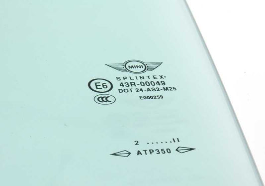 Ventanilla lateral verde puerta izquierda OEM 51337130909 para MINI R50, R53, Cabrio R52. Original MINI.