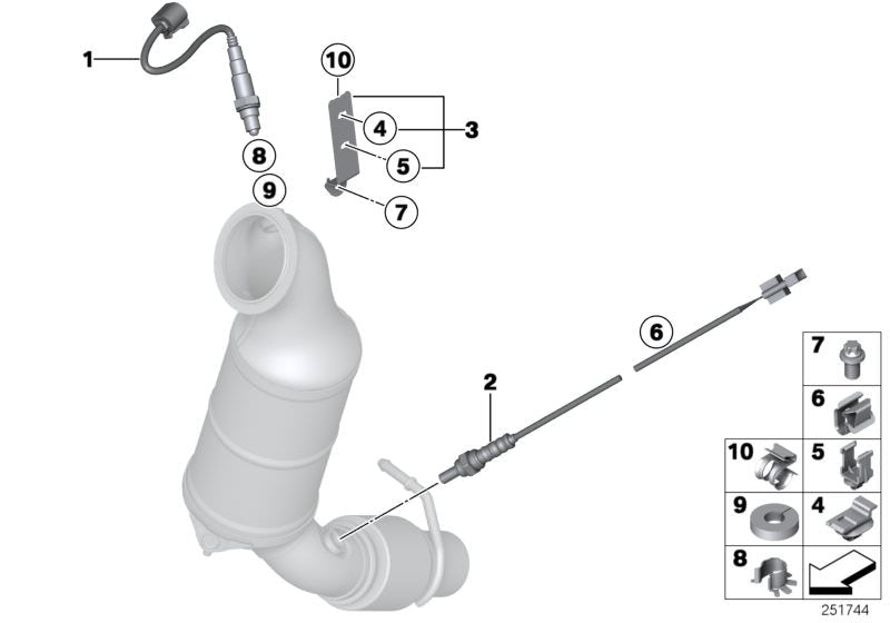 Sonda lambda OEM 11787599942 para BMW F20, F21, F30, F31 (114i, 116i, 118i). Original BMW.
