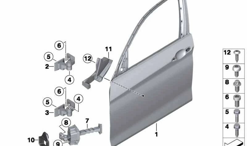 Tope de puerta delantero derecho OEM 51217446718 para BMW F30, F31, F80. Original BMW.
