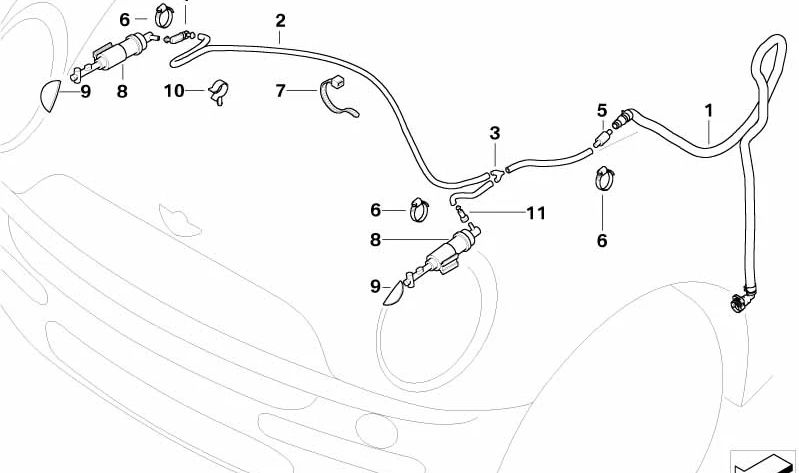 Abrazadera tubo flexible OEM 16131178920 para MINI R50, R53, Cabrio R52 y BMW Serie 7 E65, E66, E67. Original BMW y MINI.