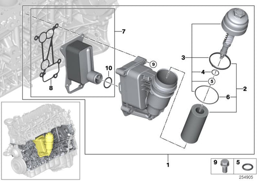 O-ring (O-ring) OEM 11428512434 para BMW E90, E91, E92, E93, F07, F10, F11, F01, F02, E70, E71. Substituição original da BMW, ideal para manutenção do sistema de óleo.