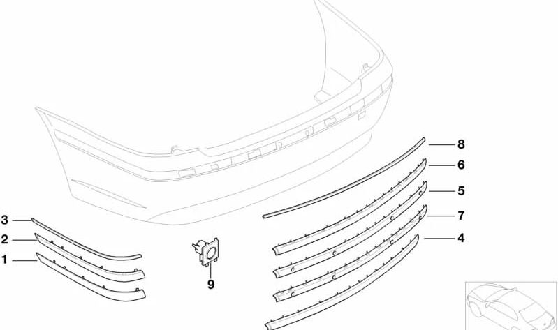 Soporte para sensor de ultrasonidos OEM 51127039603 para BMW E65, E66. Original BMW.