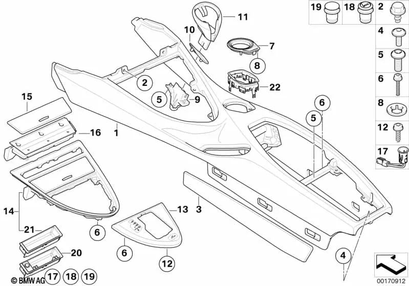 Garanti de la console centrale arrière gauche pour BMW E63, E63N, E64, E64N (OEM 5116960993). BMW d'origine.