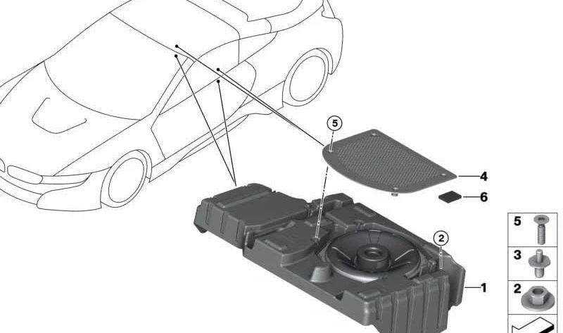 Embellecedor altavoz central (Zentralbass) OEM 65139151960 para BMW F07, F07N, F01, F01N, F02, F02N, F04, i15. Pieza original BMW.