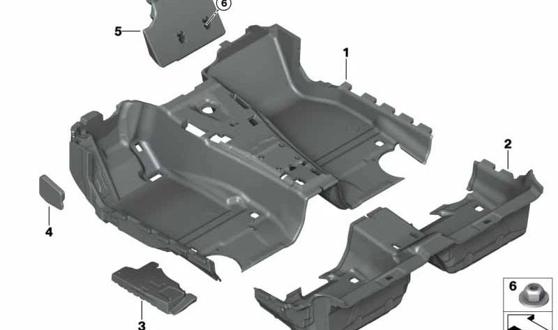 Revestimiento suelo maletero trasero color antracita OEM 51477478432 para BMW F91, F92, G14, G15. Original BMW.