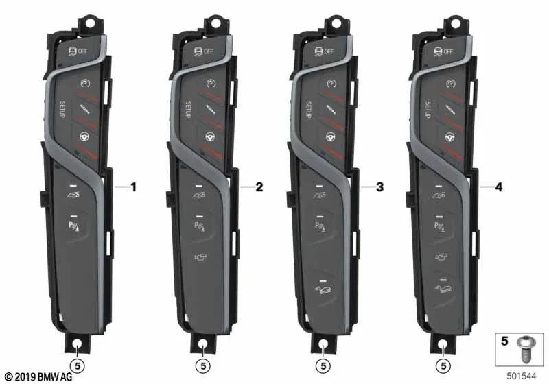 Elemento de mando consola central OEM 61318076642 para BMW F90 M5 (01/2016 - 06/2020). Original BMW.