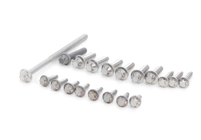 Juego de tornillos de aluminio para bomba de aceite OEM 11410426472 para BMW E81, E82, E87, E88, E90, E91, E92, E93, E60, E61, F10, F11, F18, E63, E64, E65, E66, F01, F02, E84, E83, F25, E70, E71, E85, E86, E89. Original BMW.