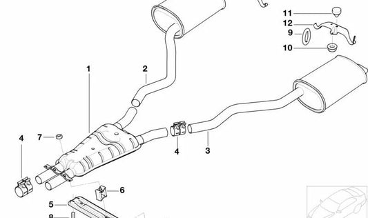 Soporte goma escape OEM 18211742854 para BMW E38. Original BMW.