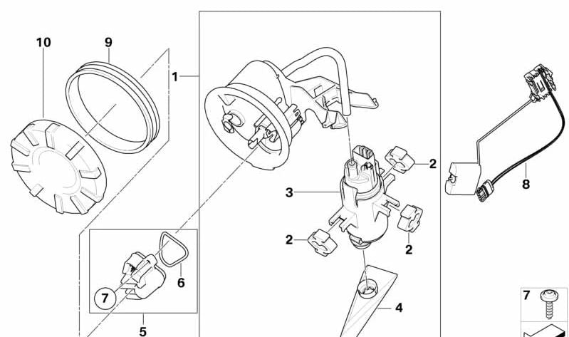 Sensor de nível de combustível OEM 16148554067 para motocicletas BMW K1300S, K1300R, K1200S, K1200R. Originais BMW Motorrad.