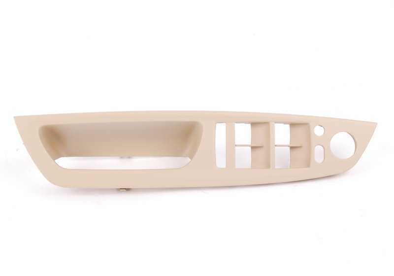 Embellecedor izquierdo del centro de cambio OEM 51416975793 para BMW E70, E71, E72 (X5 y X6 todos los modelos compatibles). Color beige. Original BMW.