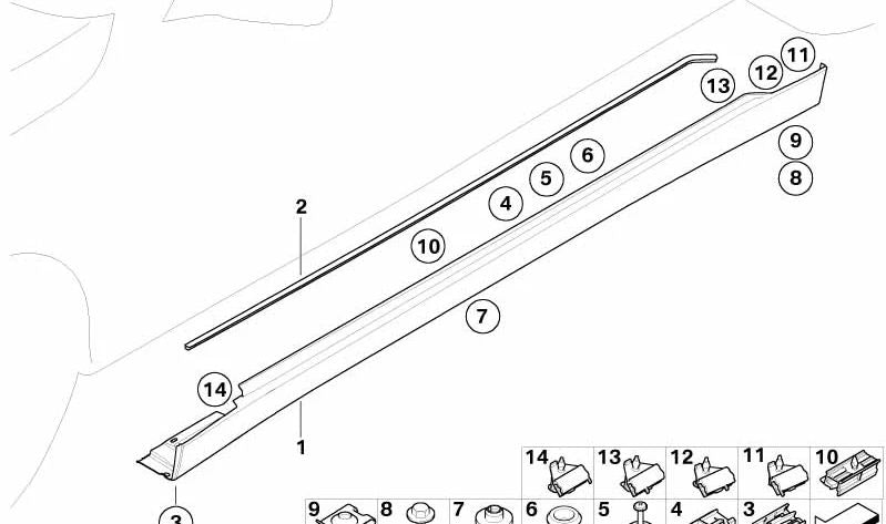 Clip sujeción moldura OEM 51717055853 para BMW E66. Original BMW.