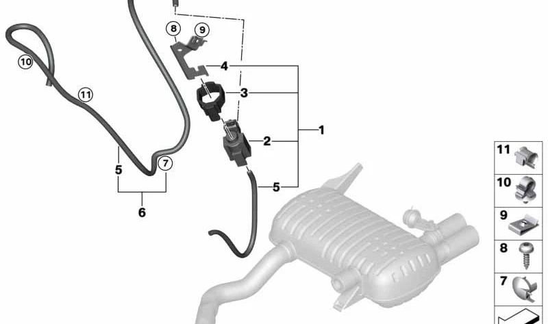 Tubo de vacío con adaptador OEM 18307559448 para BMW E90, E91, E92. Original BMW.