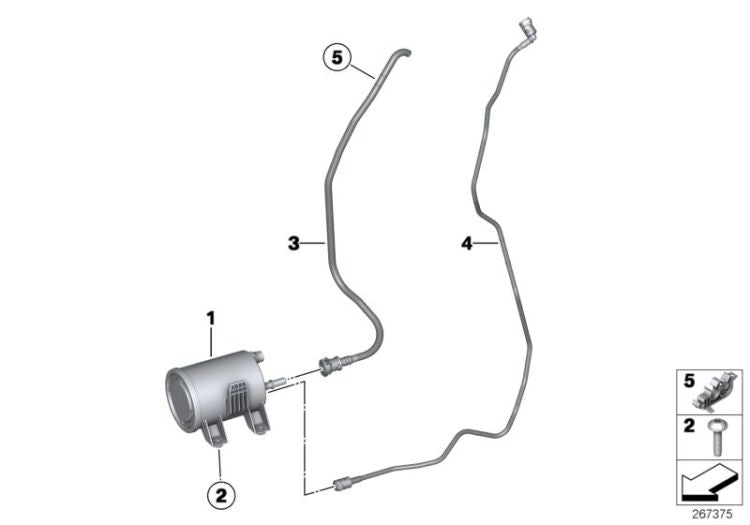 Tubería de ventilación OEM 16139470260 para BMW F20, F21, F22, F87 M2, F23. Original BMW.