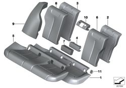 Acolchado de asiento trasero OEM 52207260002 para BMW Serie 3 F30, F31, F30 LCI, F31 LCI. Original BMW.