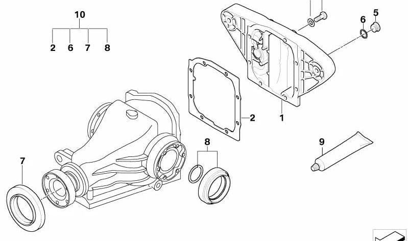 Tapa de diferencial trasero OEM 33111214615 para BMW Serie 7 E38. Recambio original BMW.