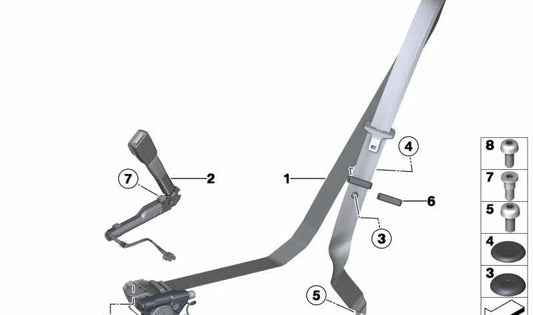 Cinturón de seguridad delantero derecho OEM 72117268770 para BMW F06, F10, F11, F12, F13. Original BMW.