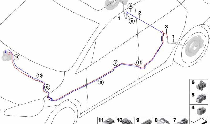 OEM -Bremsrohr 34306855899 für BMW F46. Verbindung des DSC -Hydroaggregatssatzes. Original BMW.