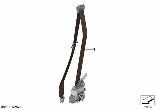 Cinto de segurança dianteiro esquerdo OEM 72117988863 para BMW Série 7 G11, G12 (2014-2022) na cor tartufo. BMW genuíno.