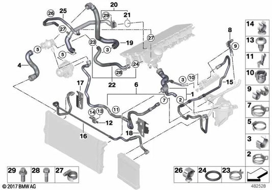 Tubería de admisión OEM 11537649276 para BMW Serie 5 F07, F10, F11 y Serie 6 F06, F12, F13... y más. Original BMW.