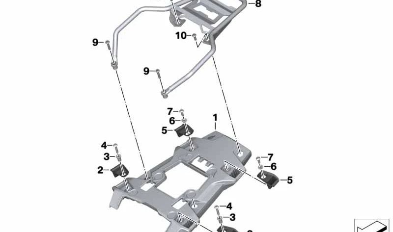 Tope trasero derecho OEM 46548566344 para motos BMW F750GS, F800GS, F850GS, F900GS, F850GS Adventure, F900GS Adventure. Original BMW Motorrad.