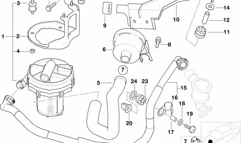Tubo di pressione OEM 11721437557 per BMW E38 728i con motore M52. Compatibile con i modelli prodotti tra il 1996 e il 2001. BMW originale.