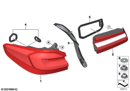 Right LED Tail Light OEM 63215A711B4 for BMW F90 M5 LCI, G30 LCI. Genuine BMW.