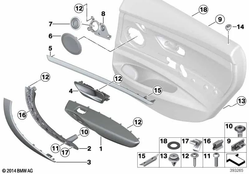 Rear Right Leather Armrest for BMW 3 Series F34, F34N (OEM 51427324486). Original BMW