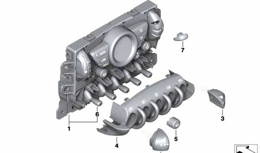 OEM switch cover 64113454862 for Mini Cabrio R57, R57 LCI, Cooper and Cooper S with Motor N12/N16. Original Mini.