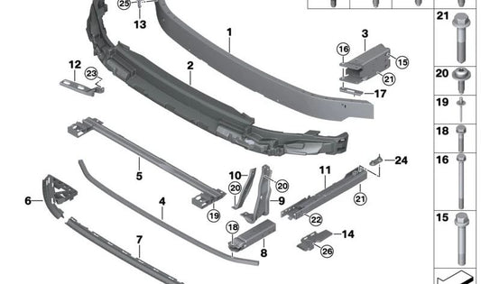 Moldura delantera izquierda OEM 51118491841 para MINI F55, F56, F57, incluyendo versiones BEV y LCI. Original MINI.