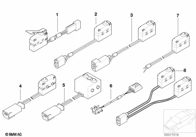 Microswitch-cierre del maletero para BMW Serie 7 E38 (OEM 61318360401). Original BMW.