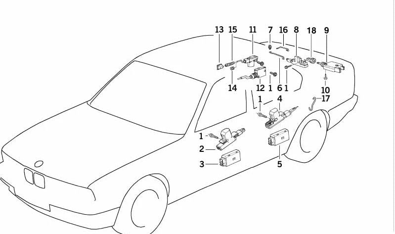 Motor de apertura maletero (actuador) OEM 51268350181 para BMW E32, E34, E24. Compatible con cierre centralizado. Original BMW.