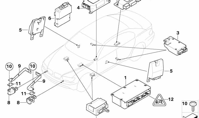 Sensor A-Pilar izquierdo para BMW E65, E66 (OEM 65776949909). Original BMW
