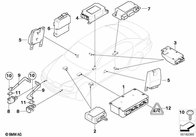 Rear seat sensor for BMW 7 Series E65, E66 (OEM 65776949906). Original BMW.