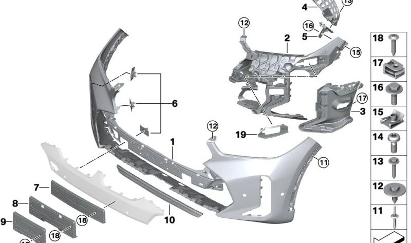 Soporte para faro antiniebla derecho OEM 51118085666 para BMW G06. Original BMW.