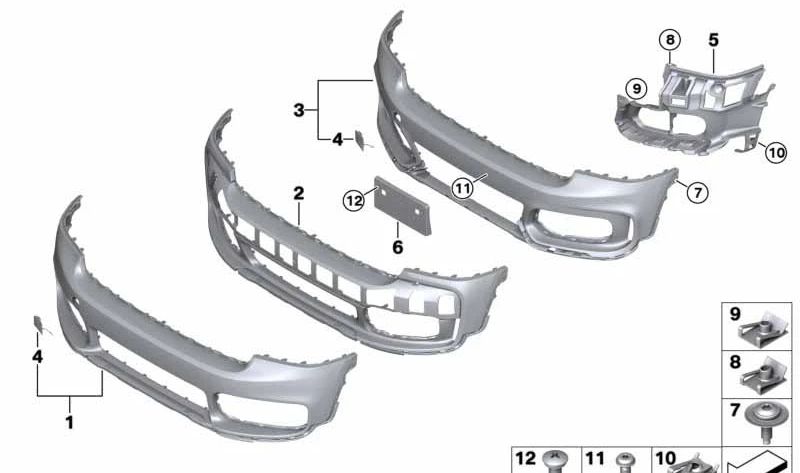 Revestimiento de parachoques delantero imprimado OEM 51117478626 para MINI Countryman F60 (2015–2020). Original MINI.