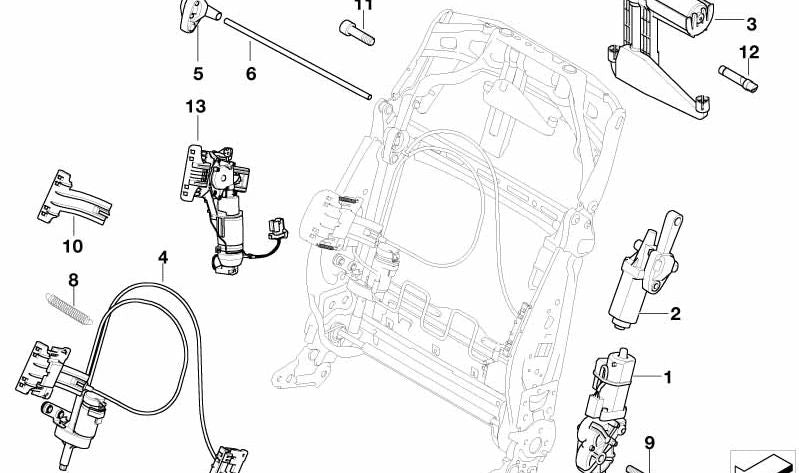 Guía deslizante derecha OEM 52107119630 para BMW E60 520d (modelos NC31, NC32, NC41, NC42, NX11, NX12, NX21, NX22, NX31, NX32). Pieza original BMW.