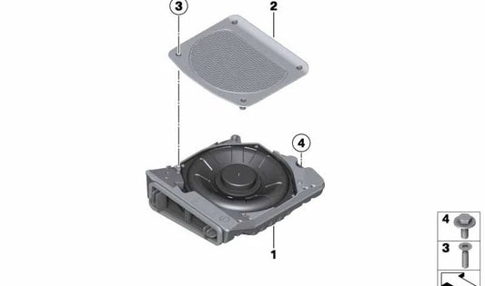Subwoofer Izquierdo OEM 65135A052F7 para BMW G30, G31, G38, G11, G12. BMW original.