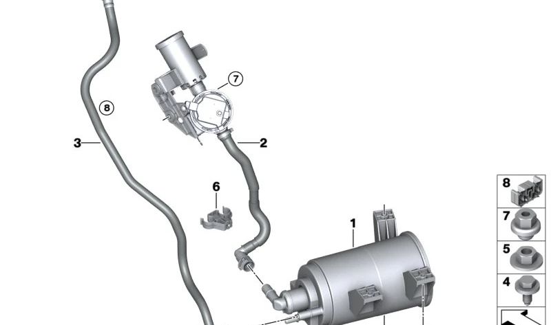 Tubo de ventilación del depósito OEM 16127380879 para BMW F90, F90N, G30, G30N, G31N, G38. Original BMW.