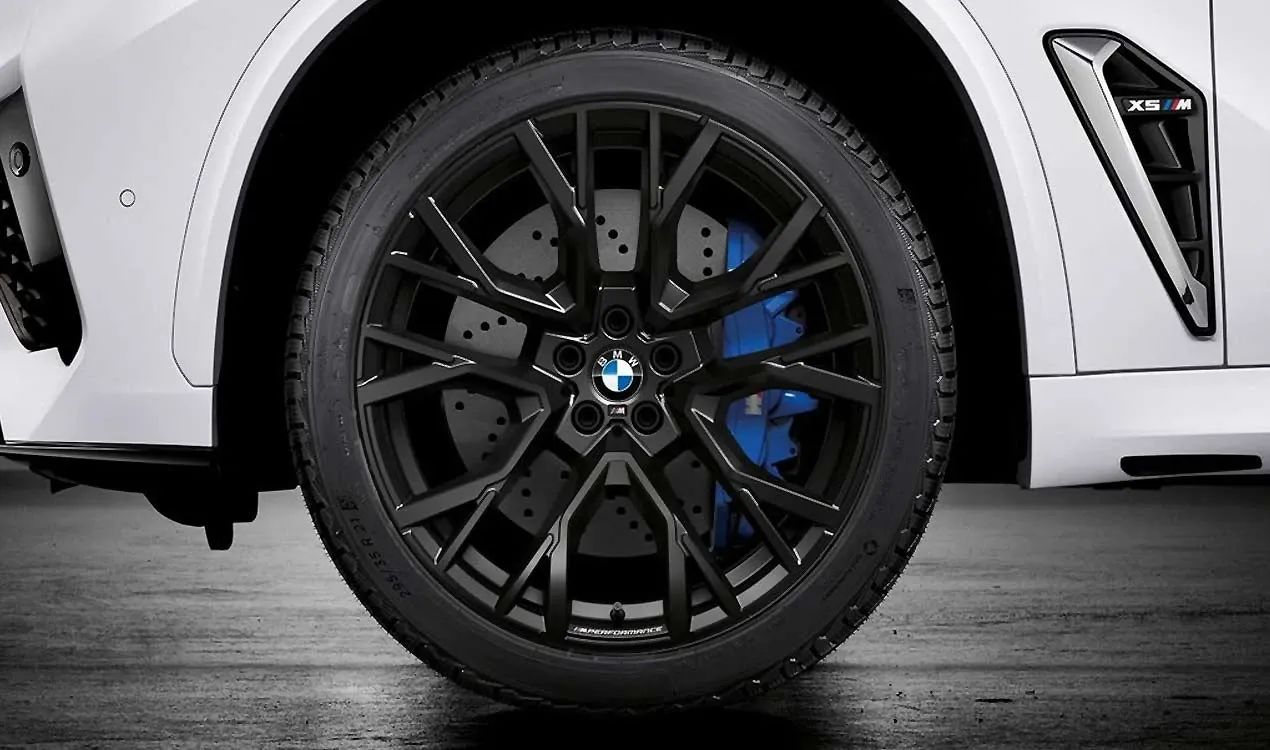 Juego completo de ruedas M Performance Star Spoke 809 negro mate OEM 36115A13AA7 para BMW X5 M F95, X6 M F96. Original BMW.