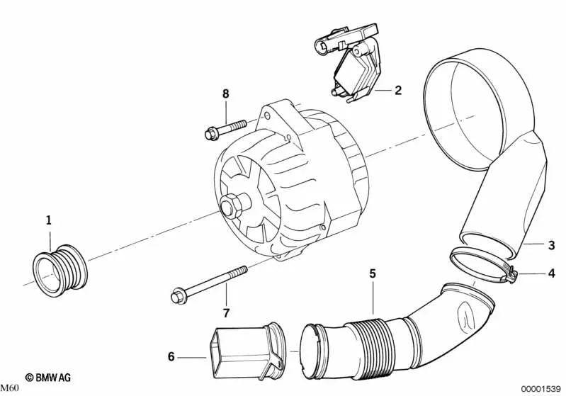 Conduction de l'air pour la série BMW 5 E34, 7 E32 Série (OEM 12311747209). BMW d'origine