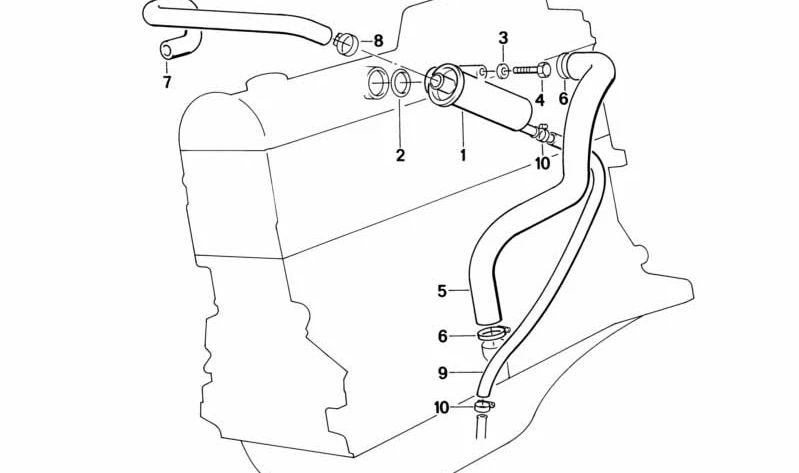 Tube de ventilation OEM 11152241626 pour la série BMW 5 E34. Morceau du système d'usure du moteur (soupape PCV). BMW d'origine.