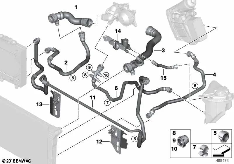 Tubo de refrigeração OEM 17127811983 para BMW F07, F10, F11, F06, F12, F13, F01, F02… e muito mais. BMW genuíno.