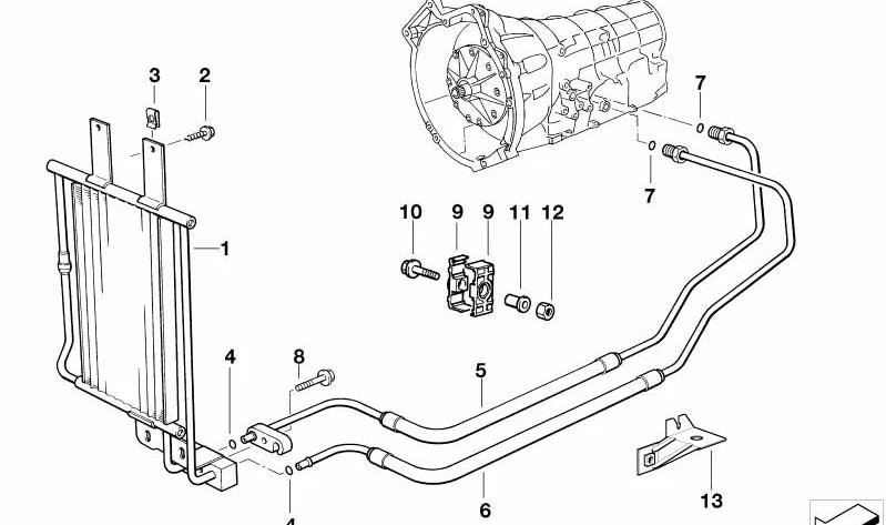 OEM 17221433005 Radiateur d'huile Pipe de retour du radiateur pour BMW E36. BMW d'origine.