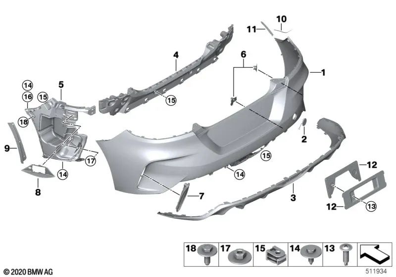 Heckregistrierung Support für BMW G06, G29 Mini F54 -Serie, R55 (OEM 51187160607). Original BMW