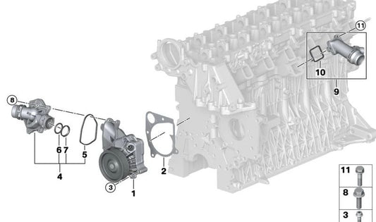 Junta de perfil de bomba de agua OEM 11517787692 para BMW E87, E46, E90, E91, E92, E93, E39, E60, E61, E63, E64, E38, E65, E66, E83, E53, E70, E71. Original BMW.